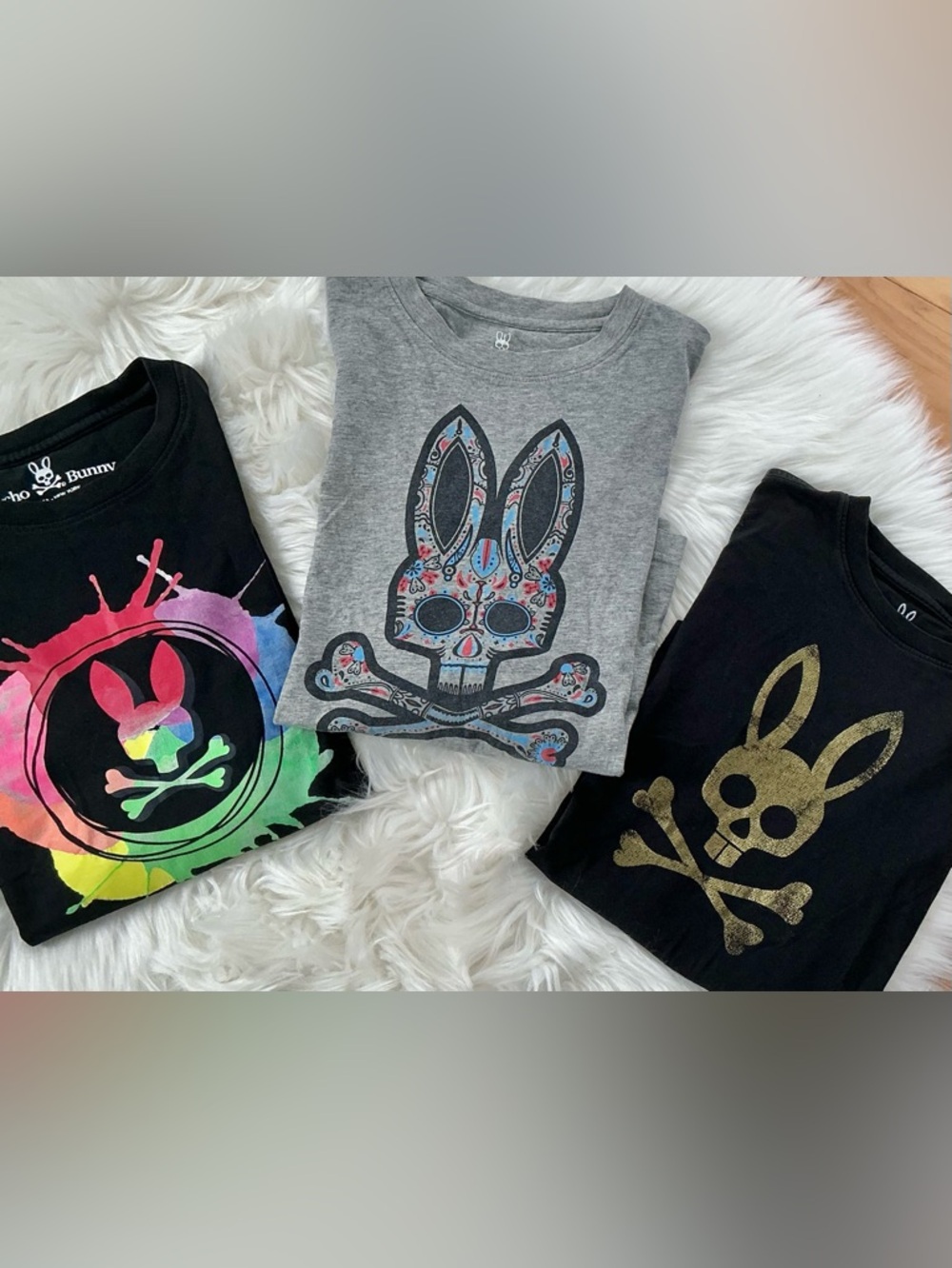 (3) Psycho Bunny Graphic Short Sleeve Crew Neck T-Shirts Size Large